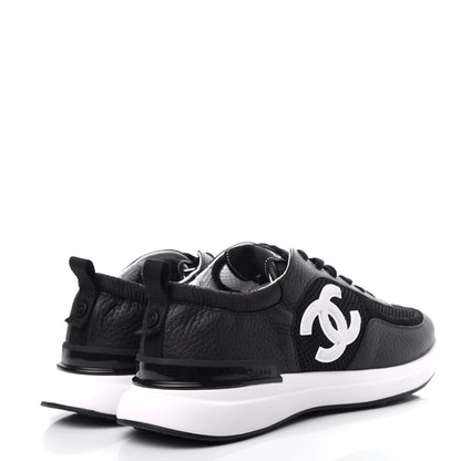 Chanel Calfskin Mesh Lycra Suede Womens Logo Sneakers 40.5 Black 4 of 13