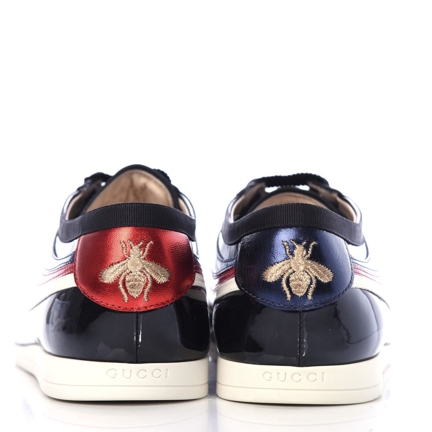 Patent Calfskin Web Falacer Sneakers 9 Black
