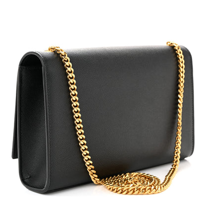 Saint Laurent Grain De Poudre Medium Classic Monogram Kate Satchel Black 3 of 10