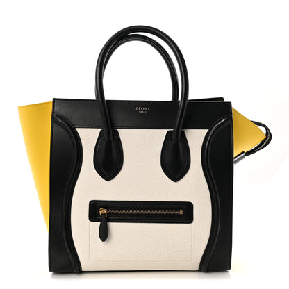 Celine Elephant Calfskin Mini Tri-Color Luggage Optic White Yellow 1 of 10