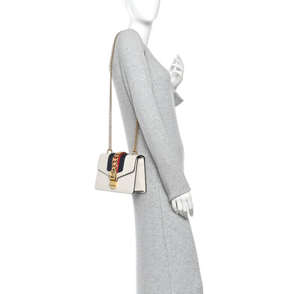 Gucci Calfskin Mini Sylvie Chain Shoulder Bag White 2 of 10