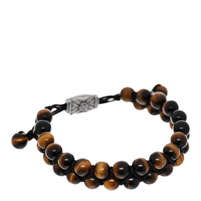 David Yurman Sterling Silver Tiger's Eye Two Row 8mm Spiritual Beads Bracelet 1 of 3