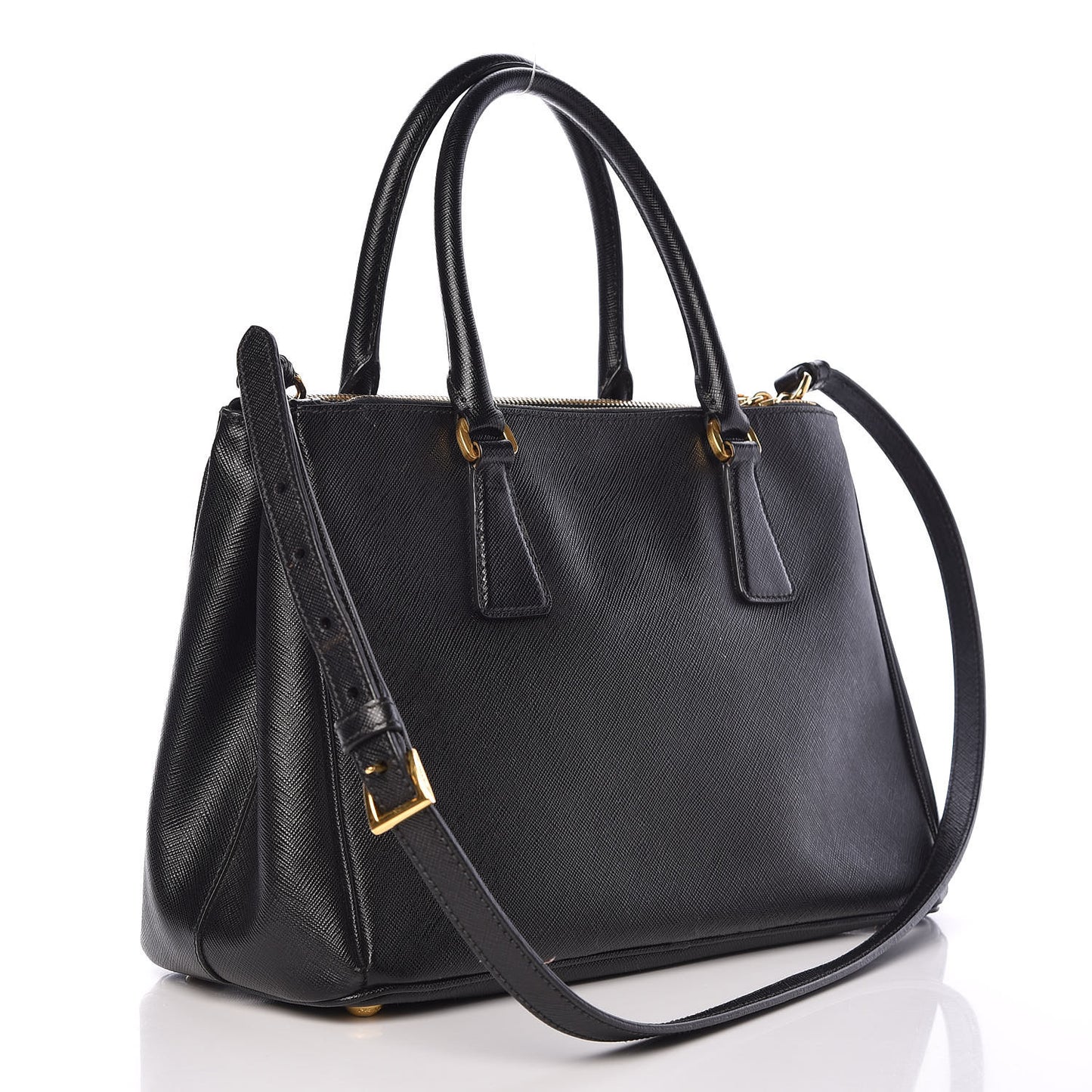 Saffiano Small Galleria Double Zip Tote Black