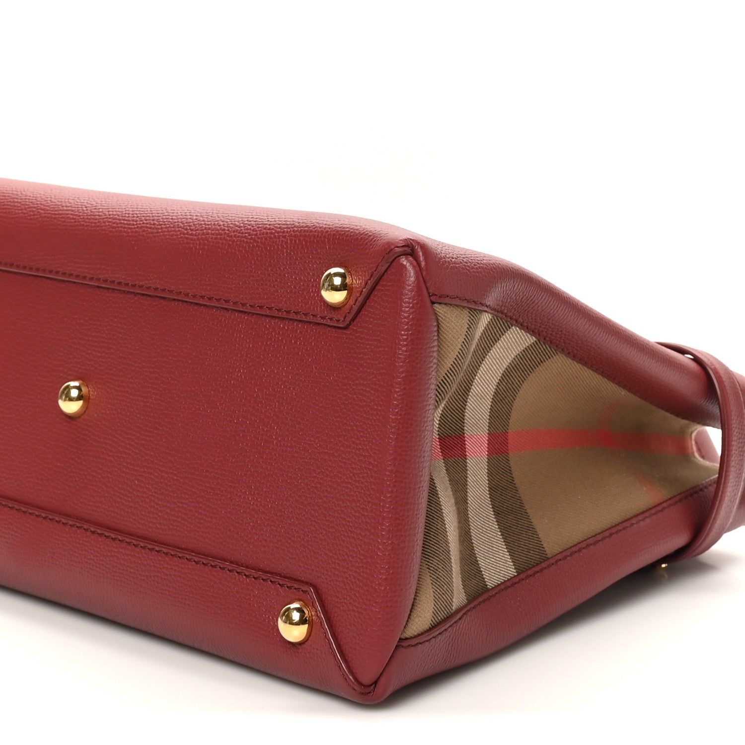 Burberry Grainy Calfskin House Check Medium Banner Tote Crimson 10 of 10