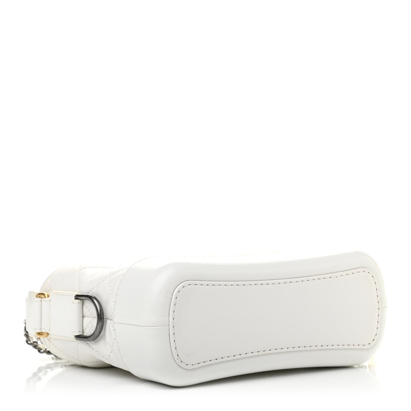 Aged Calfskin Quilted Small Gabrielle Hobo White