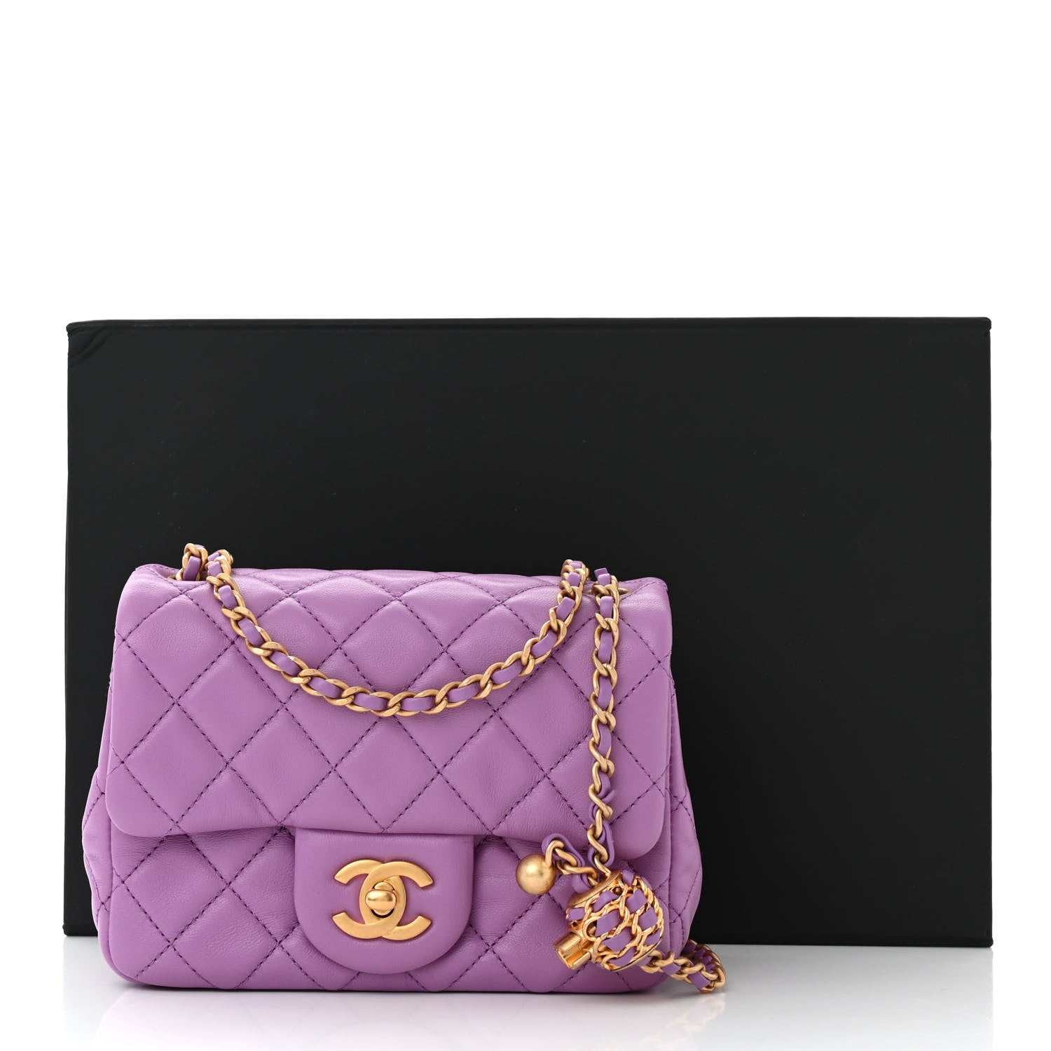 Chanel Lambskin Quilted Mini Pearl Crush Flap Purple 11 of 11