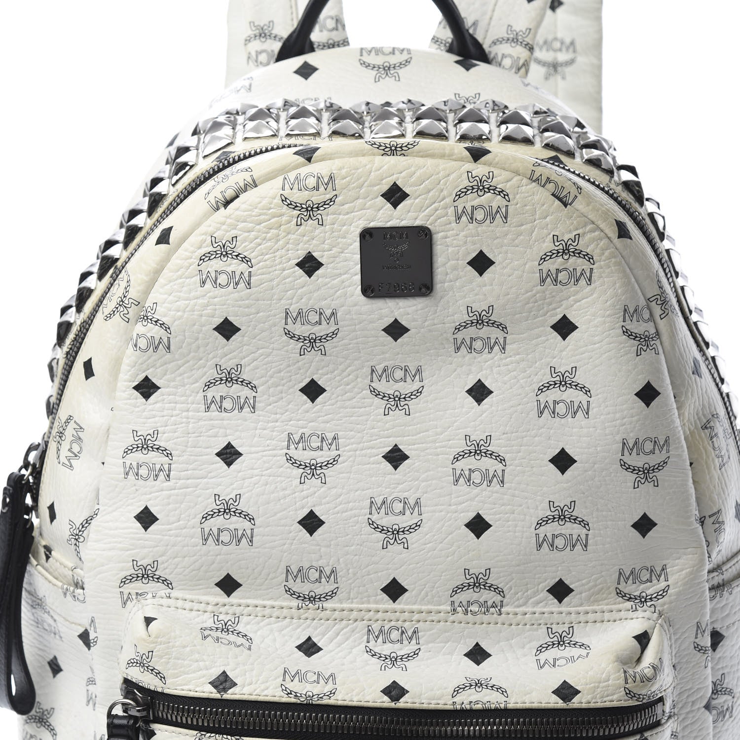 MCM Visetos Crown Stud Medium Stark Backpack White 7 of 14