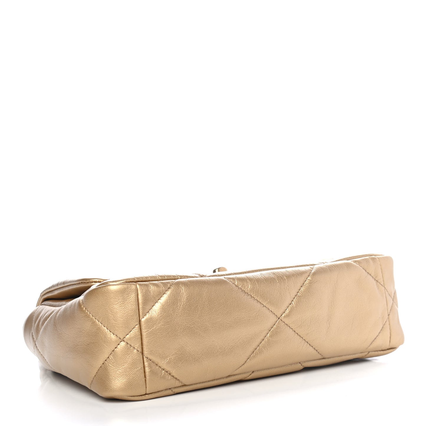 Metallic Goatskin Quilted Medium Chanel 19 Flap Gold