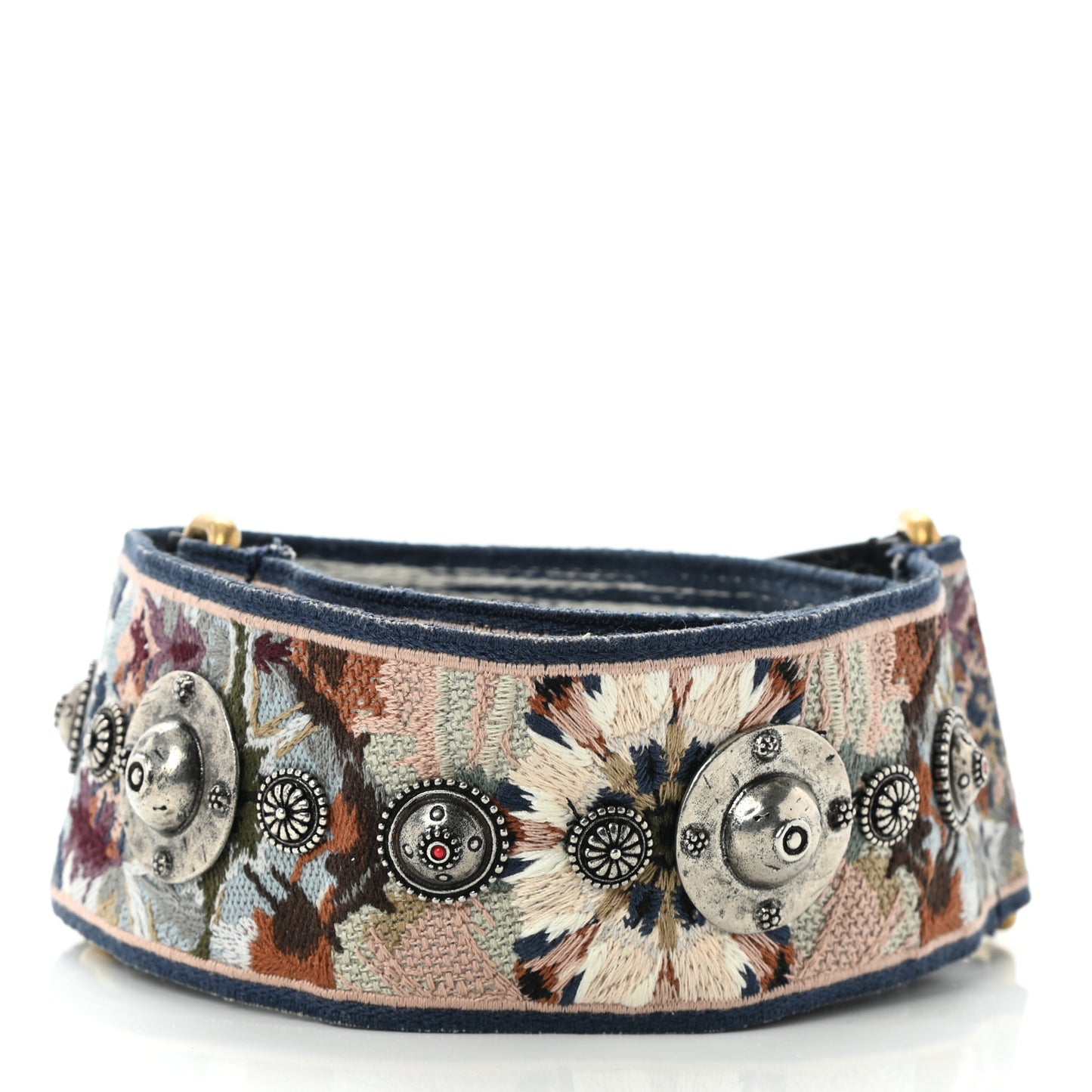 Canvas Embroidered Studded KaleiDiorscopic Shoulder Strap Multicolor