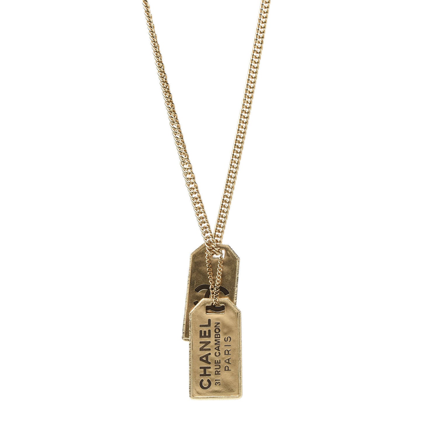 ID Dog Tag Charm Necklace Gold