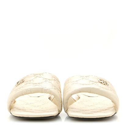 Gucci Nappa Double GG Flat Slide Sandals 38.5 New Ivoire 3 of 10