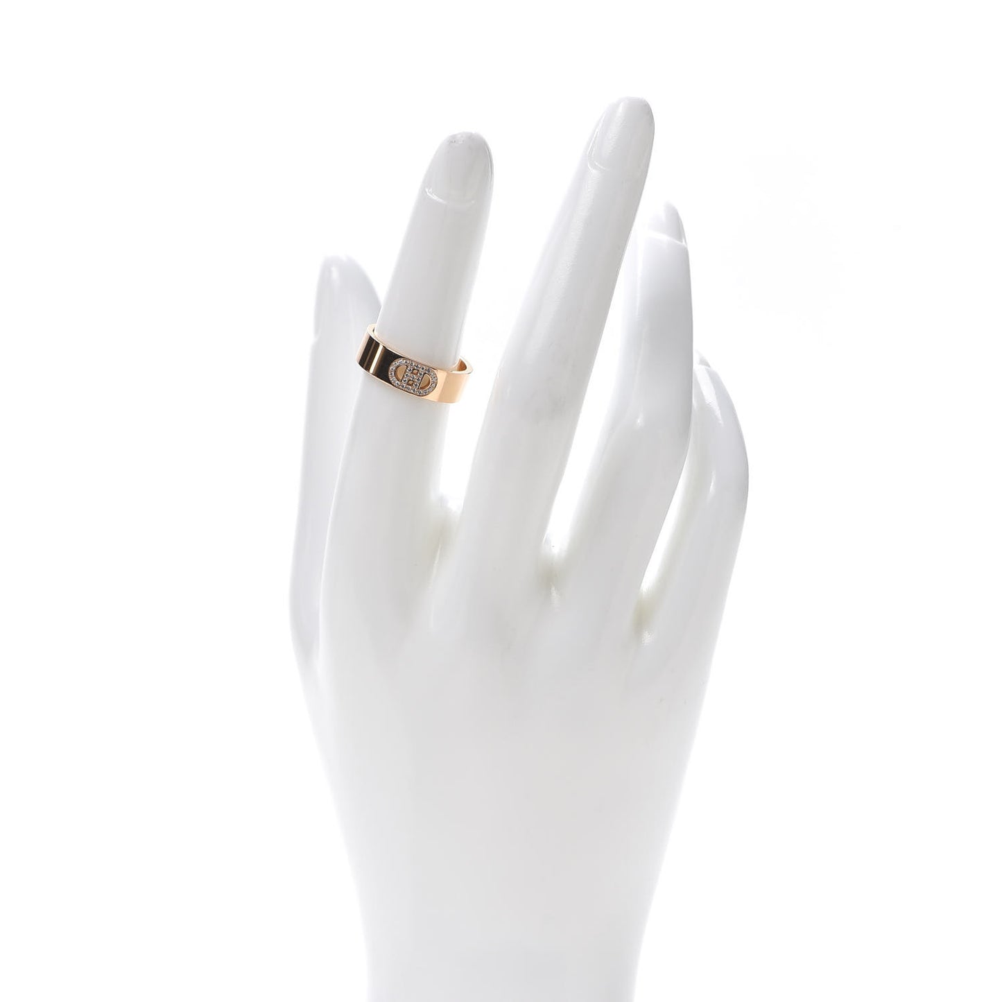 18K Rose Gold Diamond PM H D'Ancre Ring 52 6