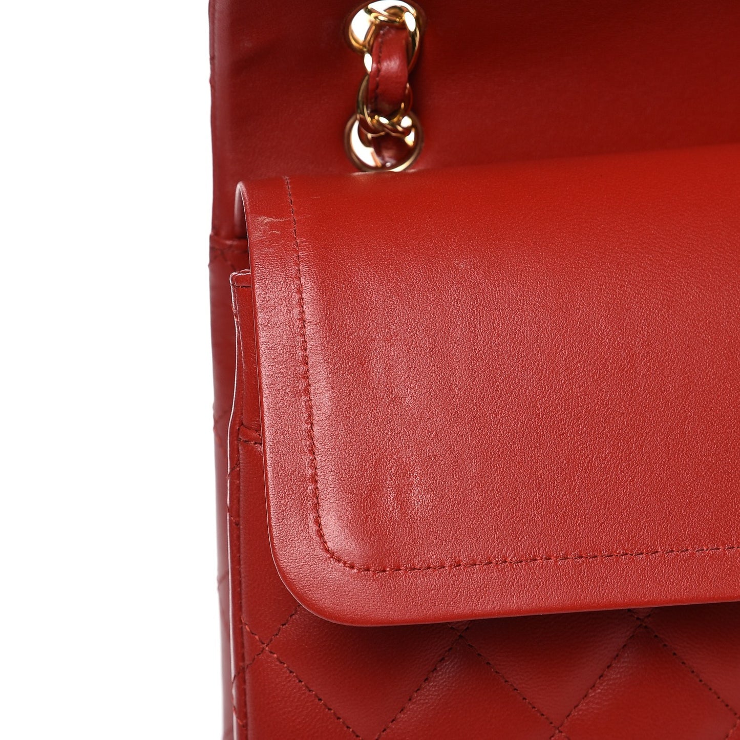 Lambskin Quilted Maxi Double Flap Red