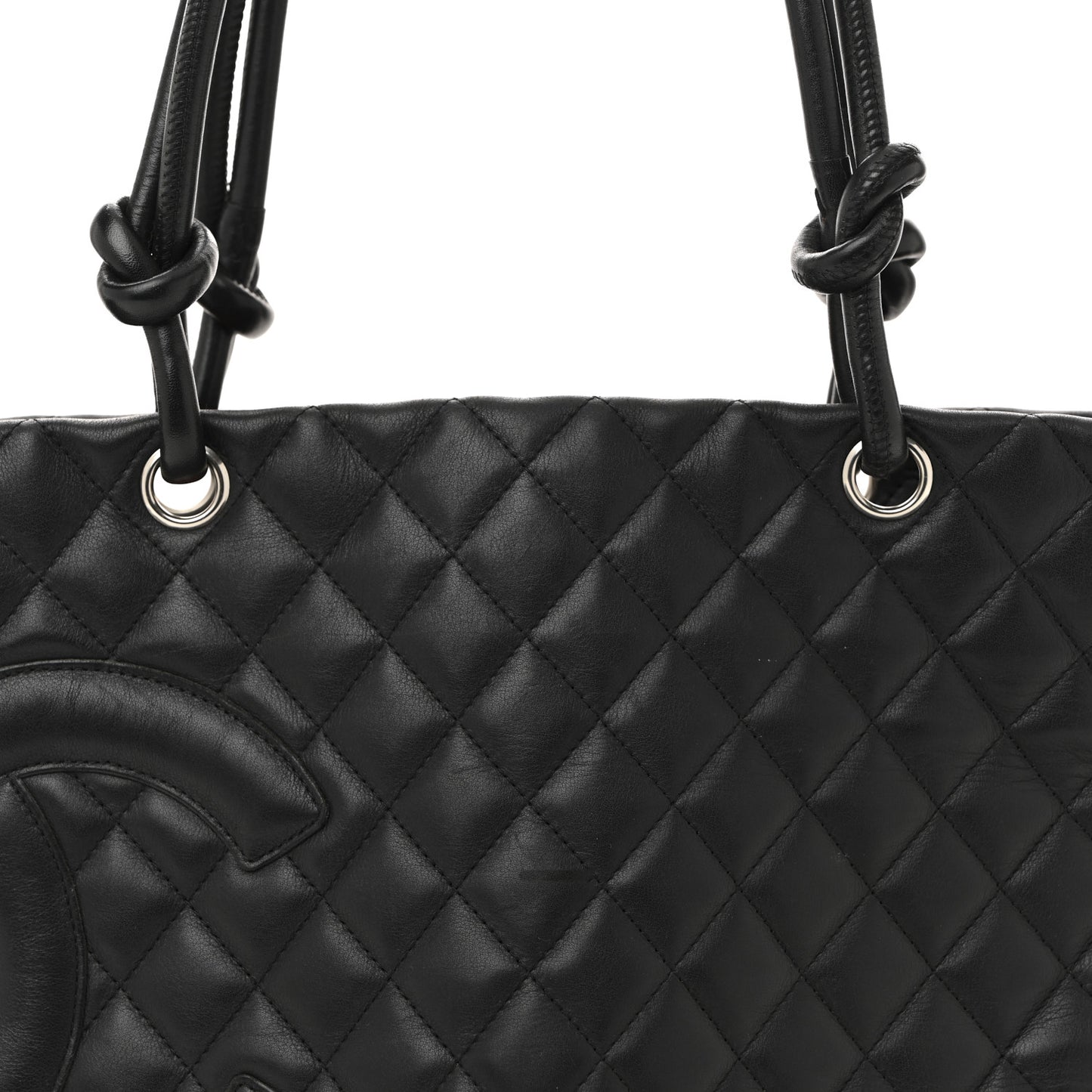 Calfskin Quilted Large Cambon Tote Black