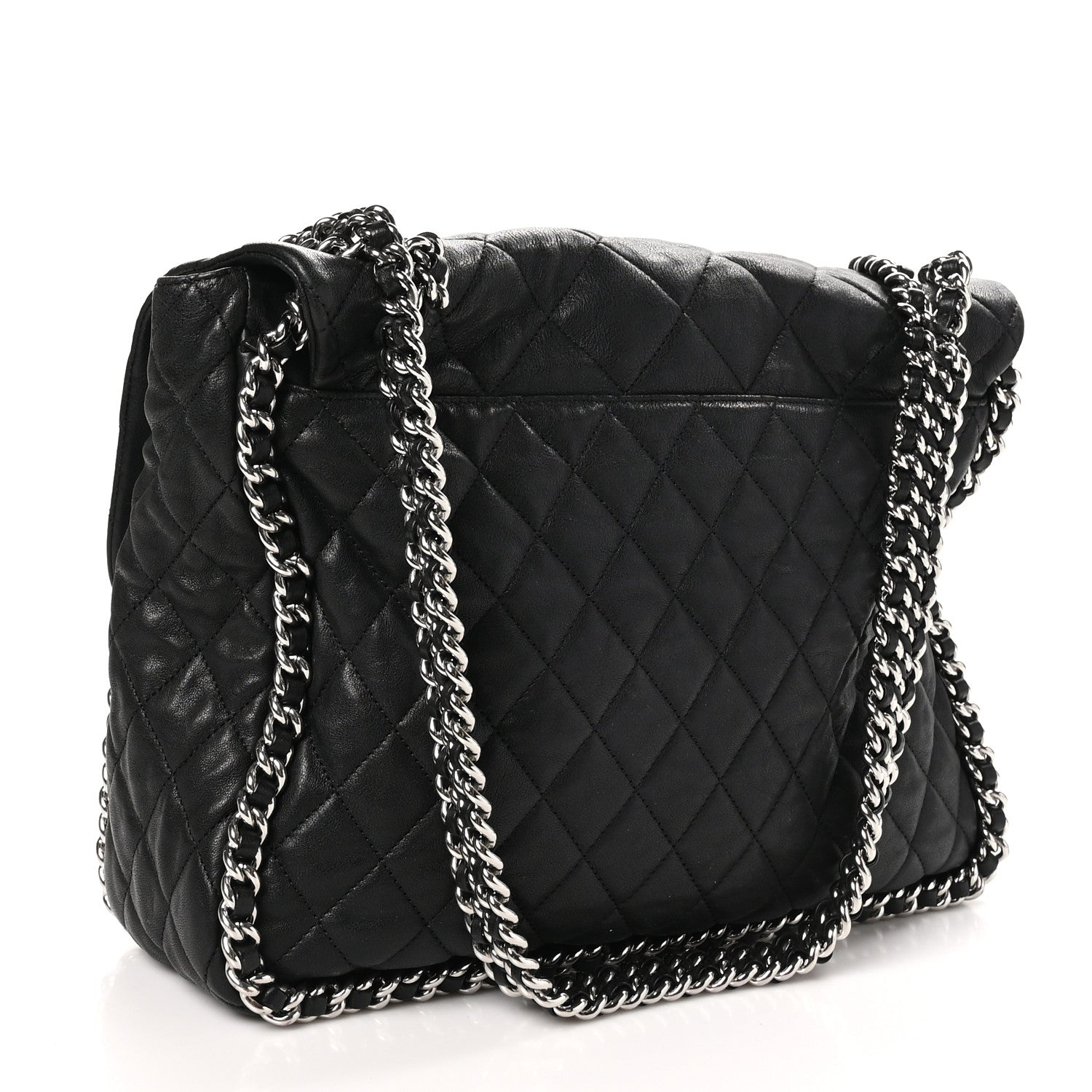 Chanel Washed Lambskin Quilted Maxi Chain Around Flap Black 3 of 10