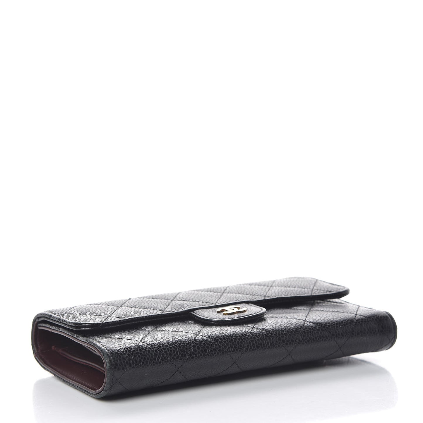 Caviar Quilted Large Flap Wallet Black