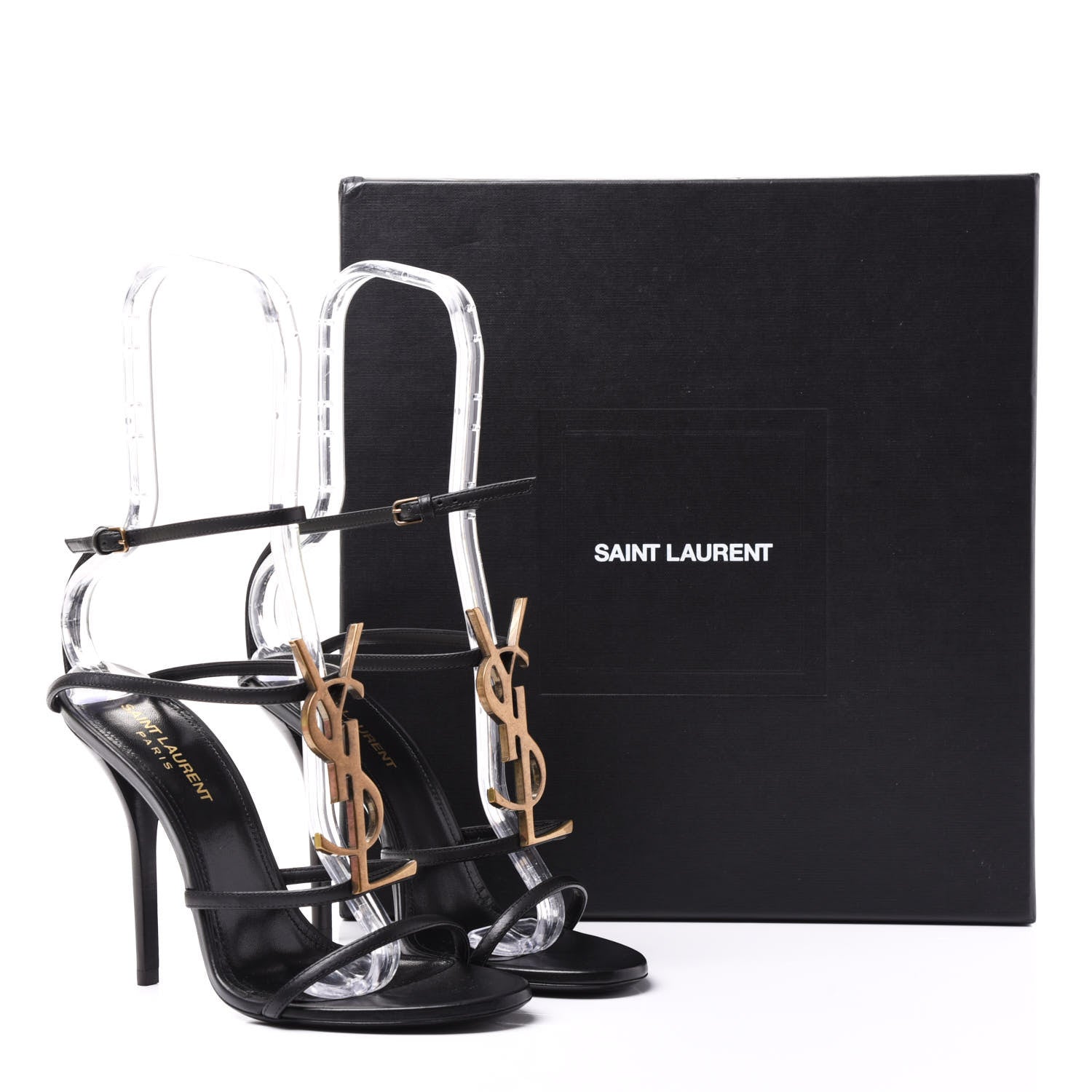 Saint Laurent Calfskin Cassandra 110 Sandals 37 Black 8 of 9