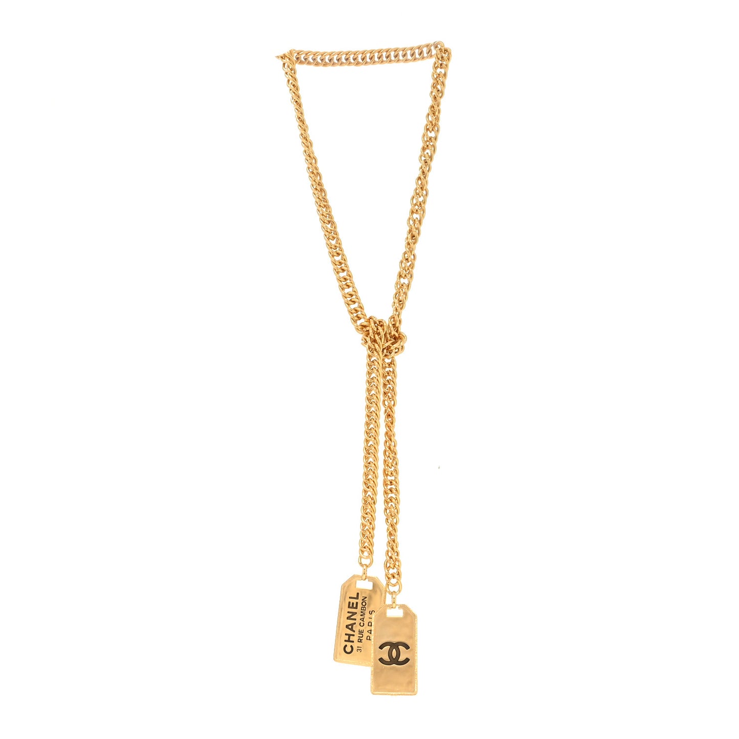 Metal ID Dog Tag Charm Necklace Gold