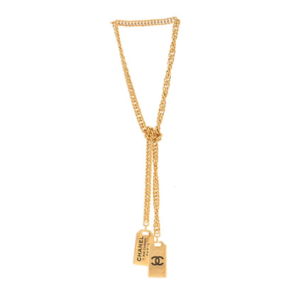Chanel Metal ID Dog Tag Charm Necklace Gold 3 of 4