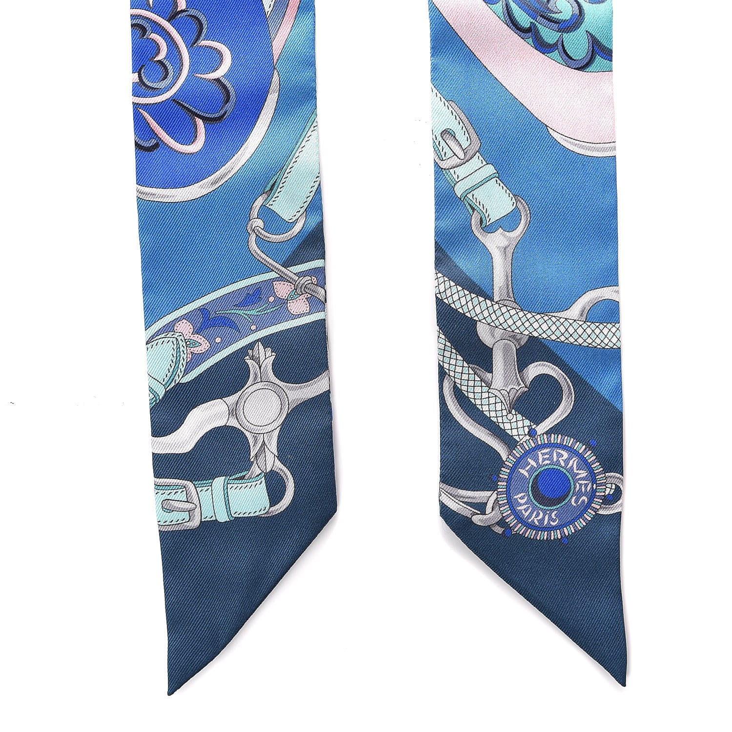 Hermes Silk Festival des Amazones Twilly Ardoise Turquoise Rose 5 of 5