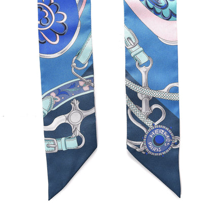 Hermes Silk Festival des Amazones Twilly Ardoise Turquoise Rose 5 of 5