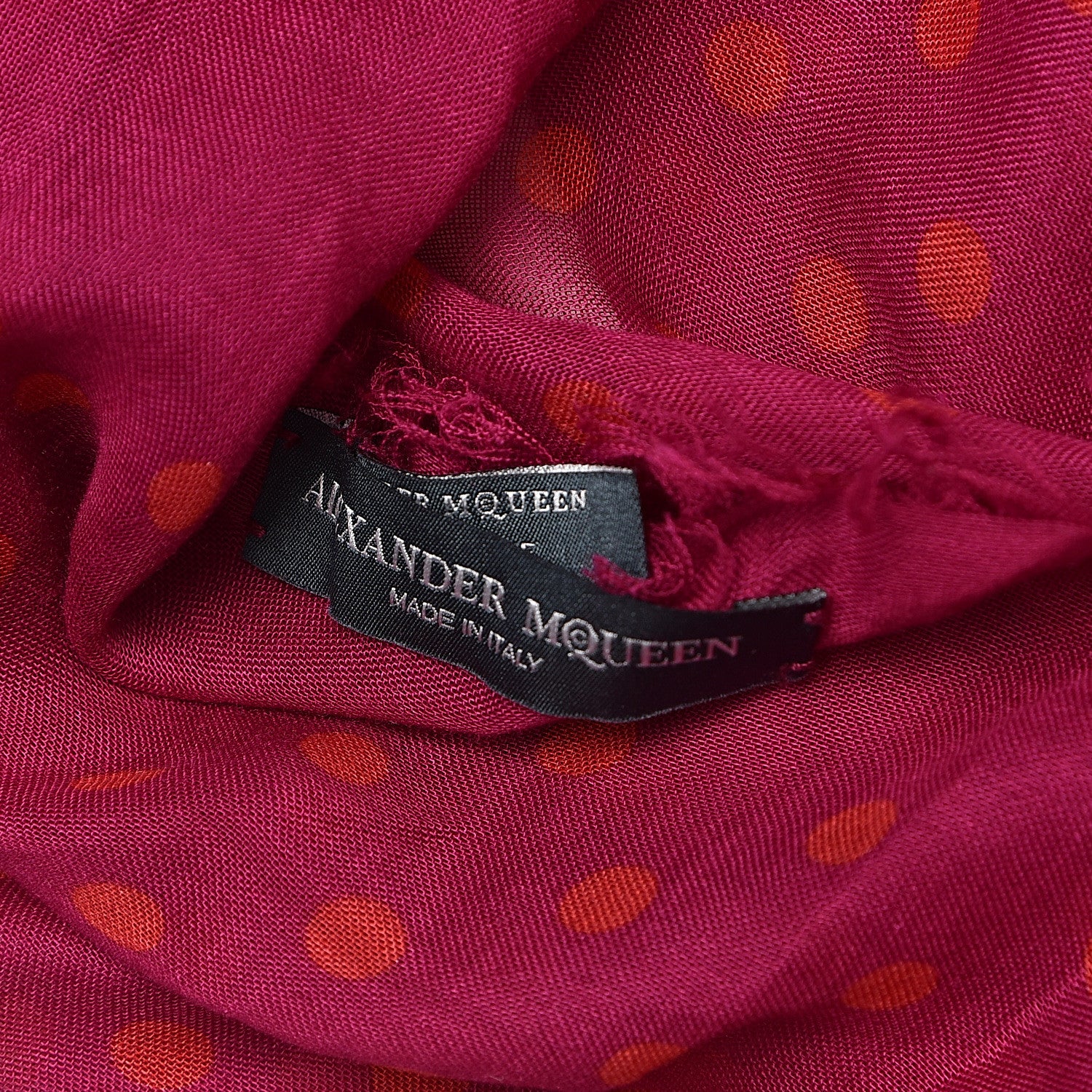 Alexander McQueen Modal Silk Dot Scarf Fuchsia Orange 5 of 5