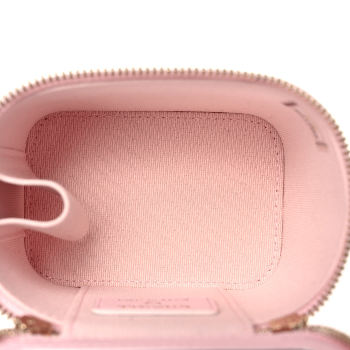 Lambskin Quilted Mini Vanity Case With Pearl Chain Light Pink