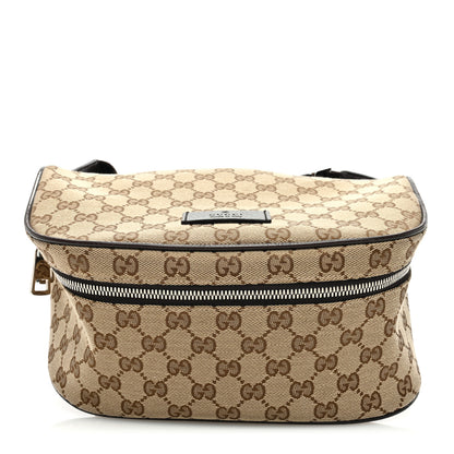 Gucci Monogram Dollar Calfskin Waist Pouch Beige Ebony Testa di Moro Marrone Scuro 1 of 10