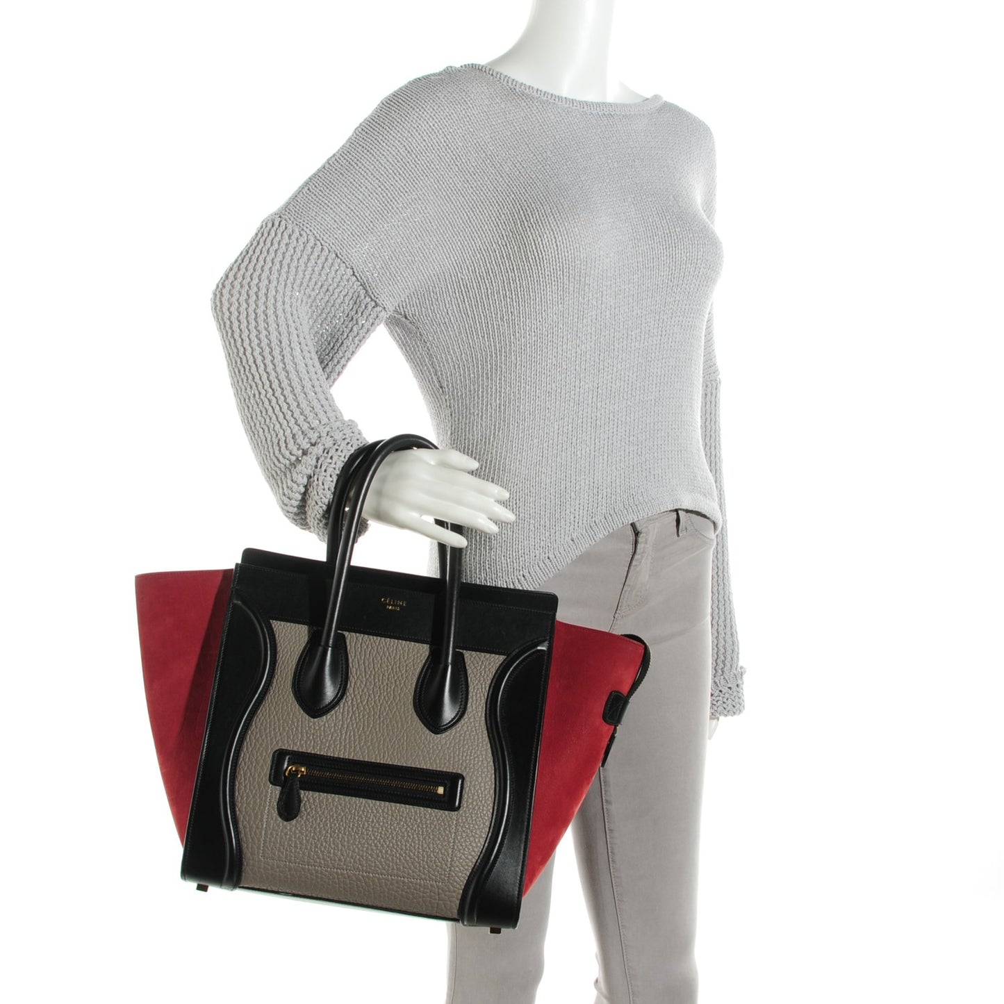 Bullhide Calfskin Suede Mini Tri-Color Luggage Dark Ruby