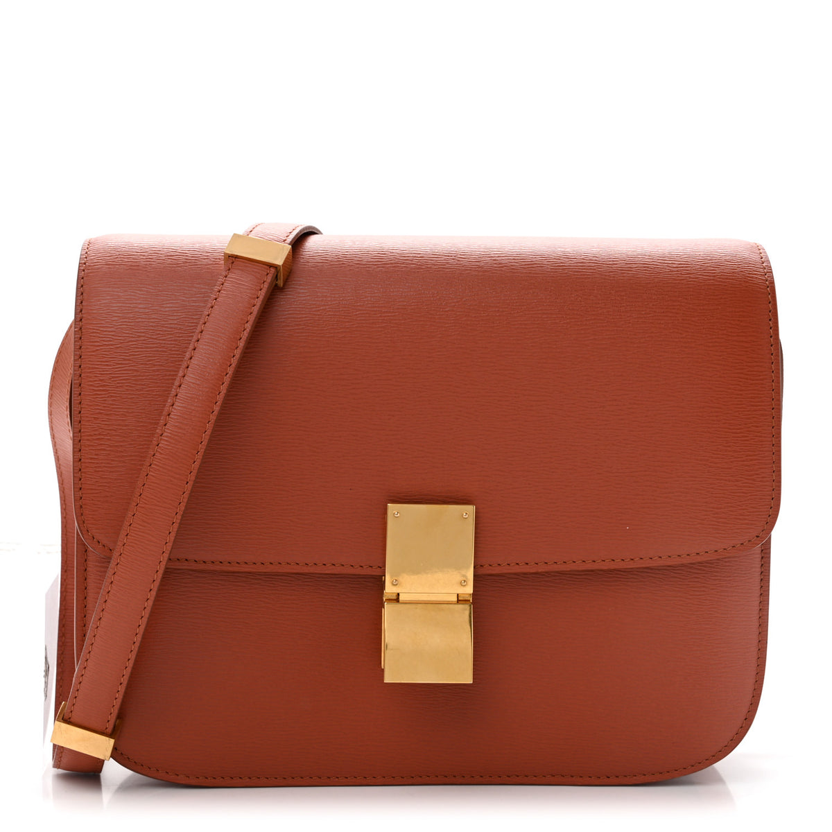 Liege Calfskin Medium Classic Box Flap Bag Terracotta
