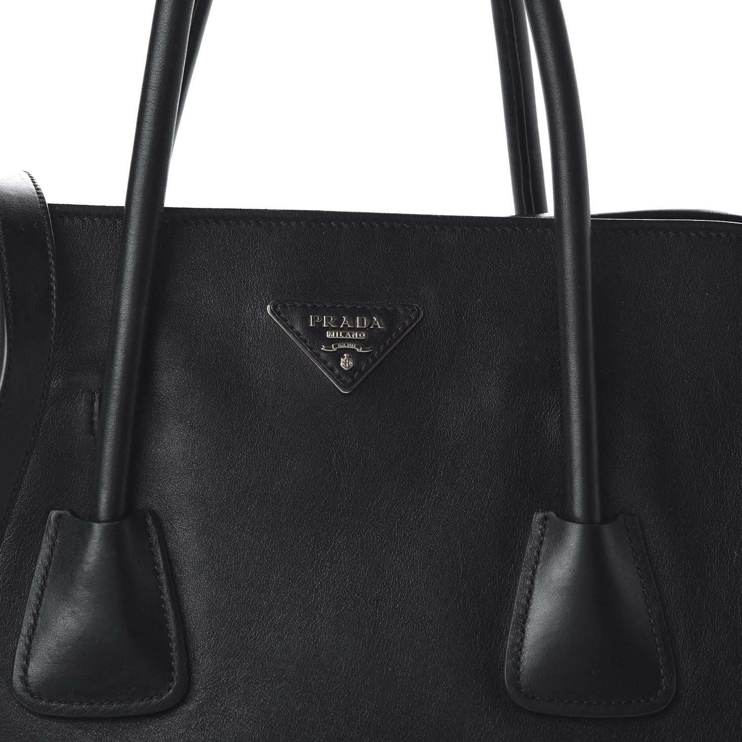 Prada Soft Calfskin Studded East West Tote Black 9 of 12