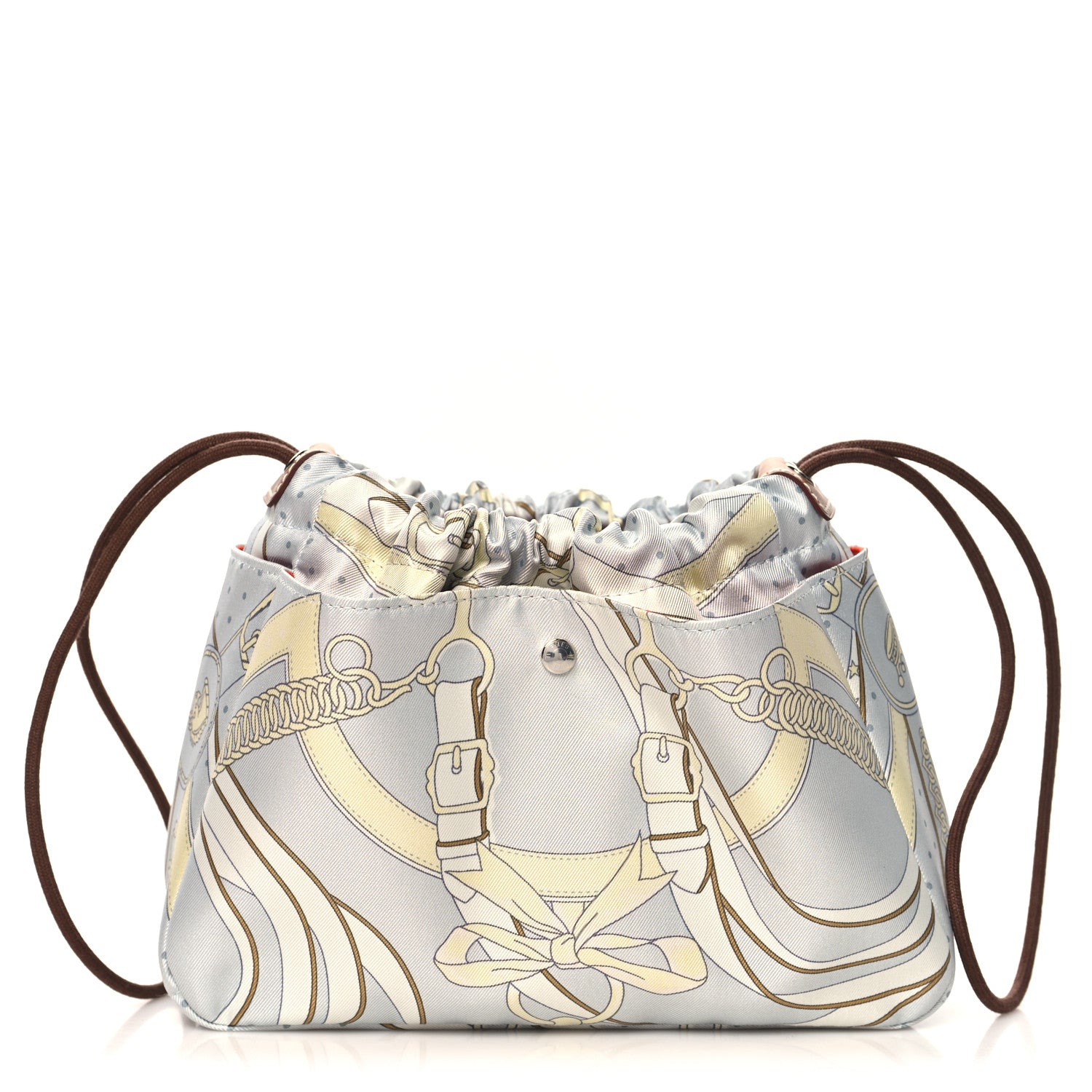 Hermes Silk Barenia Promenade du Matin Bandana 20 Bag Insert PM Gris Platine Jaune Milton Fauve 1 of 12