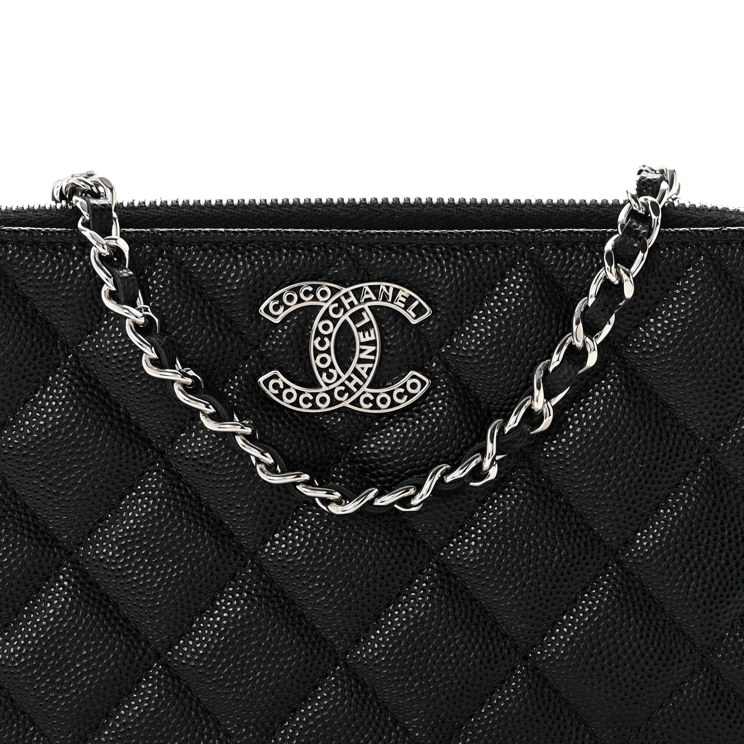 Chanel Caviar Quilted Logo Small Clutch With Chain Black 9 of 13