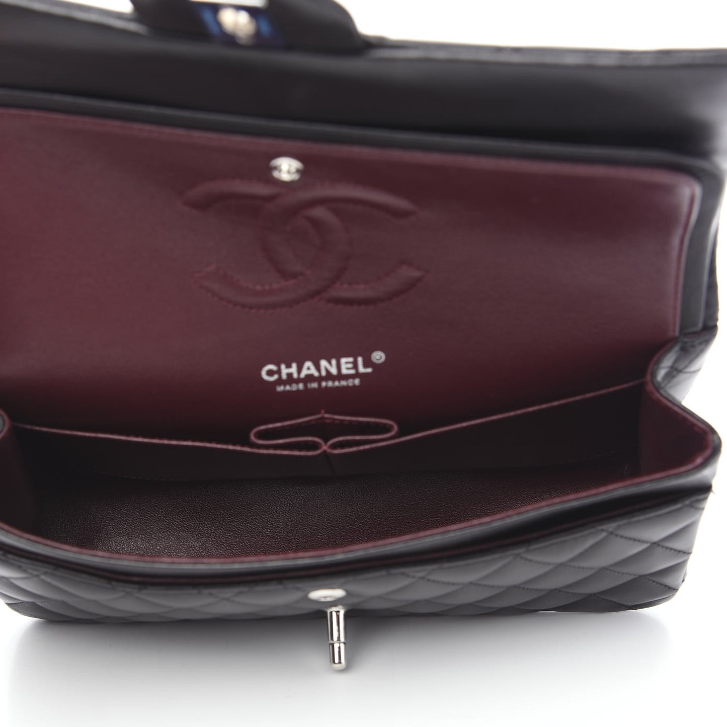 Lambskin Quilted Medium Double Flap Black