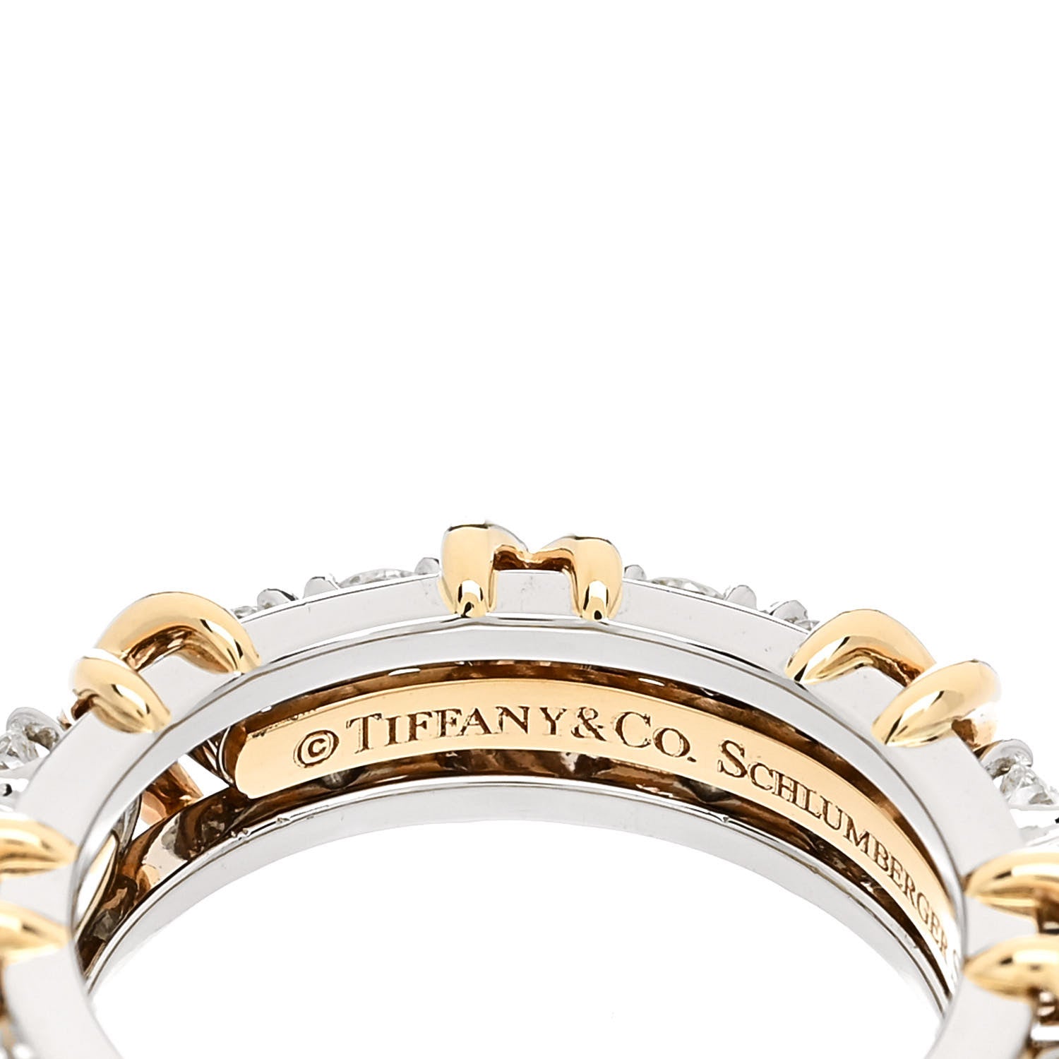 Tiffany Platinum 18K Yellow Gold Diamond Schlumberger Sixteen Stone Ring 52 6 4 of 6