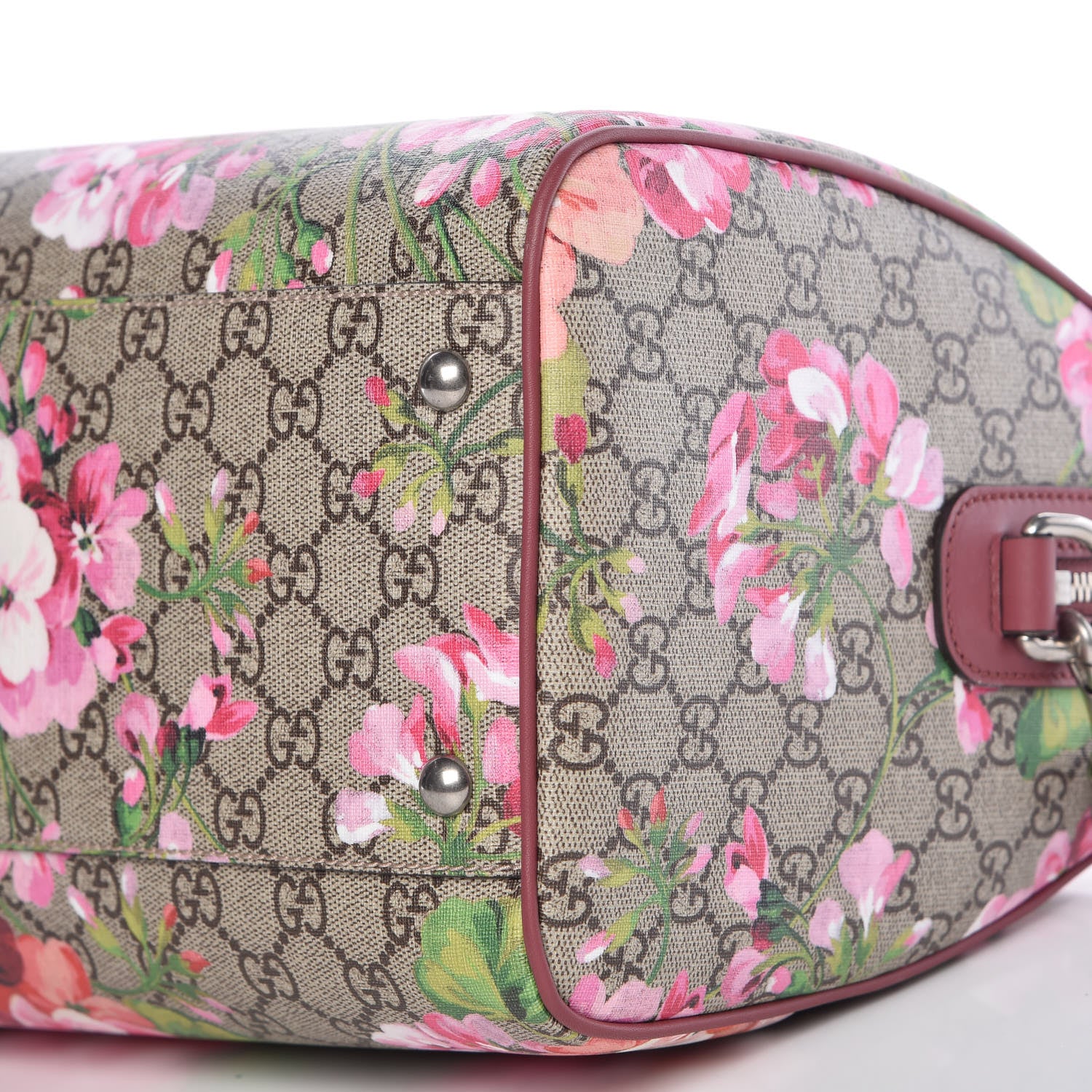 Gucci GG Supreme Monogram Blooms Medium Boston Beige Multicolor Dry Rose 10 of 10