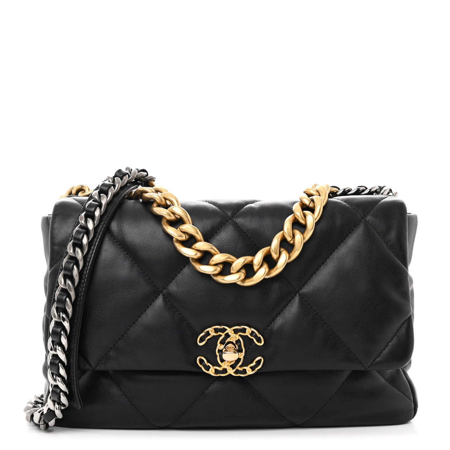 Goatskin Quilted Large Chanel 19 Flap Black