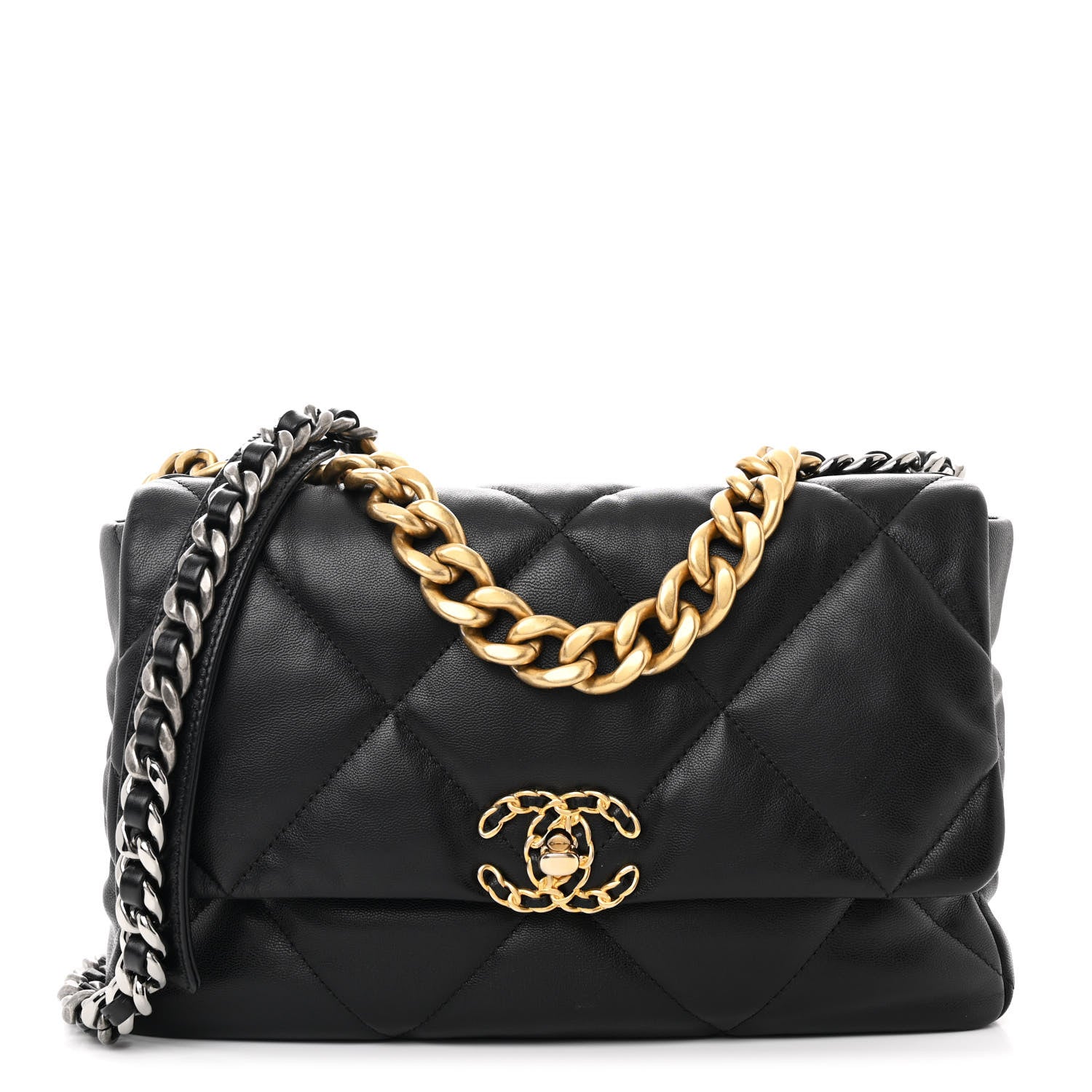 Chanel Goatskin Quilted Large Chanel 19 Flap Black 1 of 10