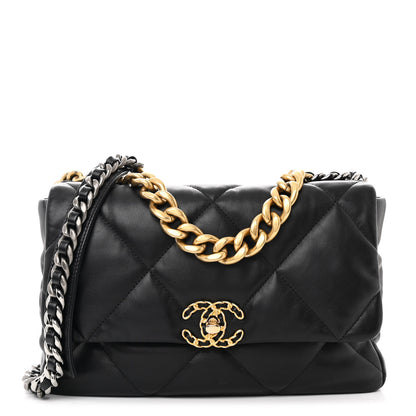 Chanel Goatskin Quilted Large Chanel 19 Flap Black 1 of 10