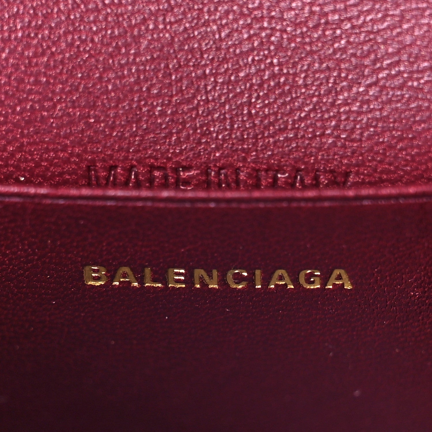 Balenciaga Shiny Calfskin Crocodile Embossed Hourglass Top Handle Bag Mini with Chain Dark Red 6 of 9