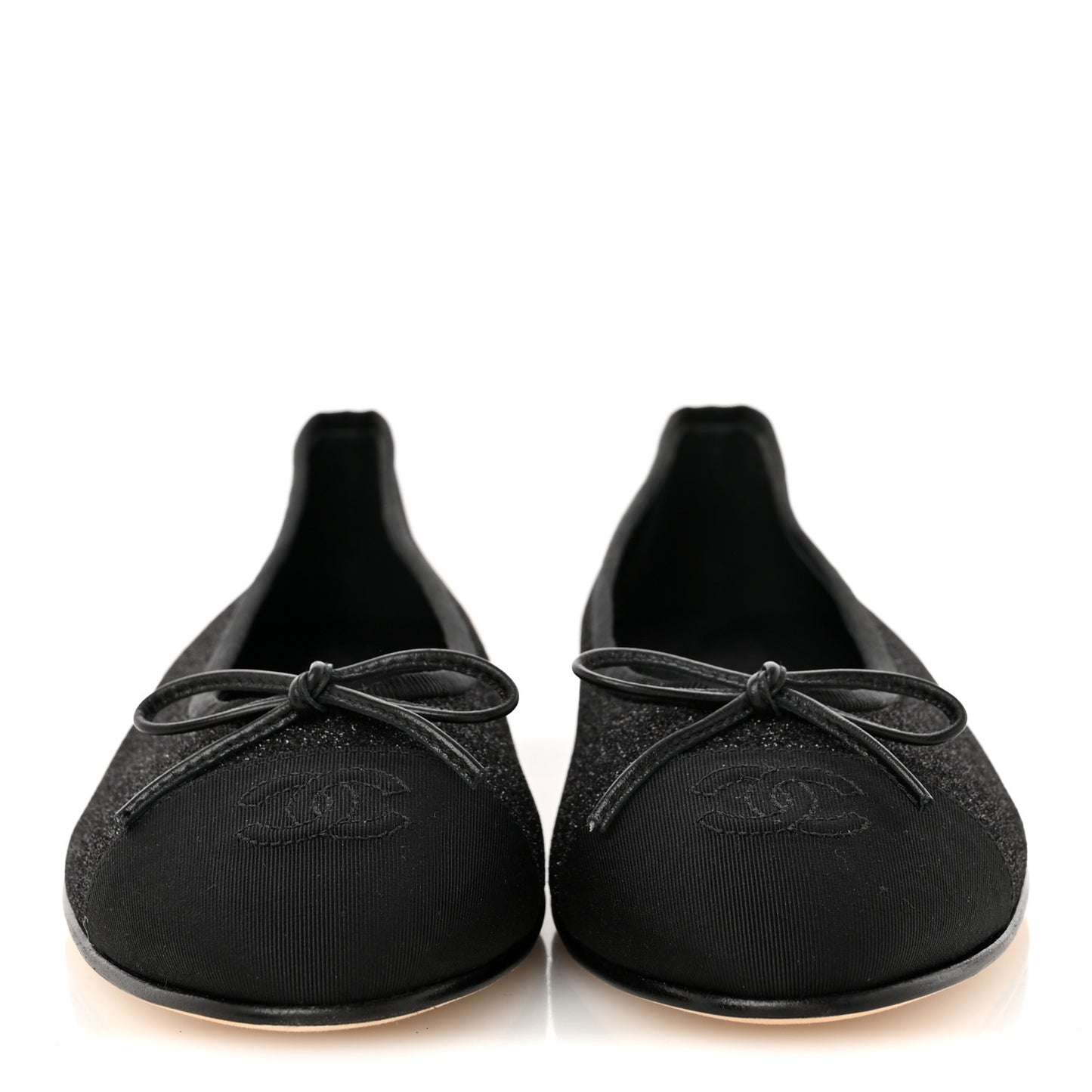 Glitter Grosgrain Cap Toe CC Ballerina Flats 40 Black