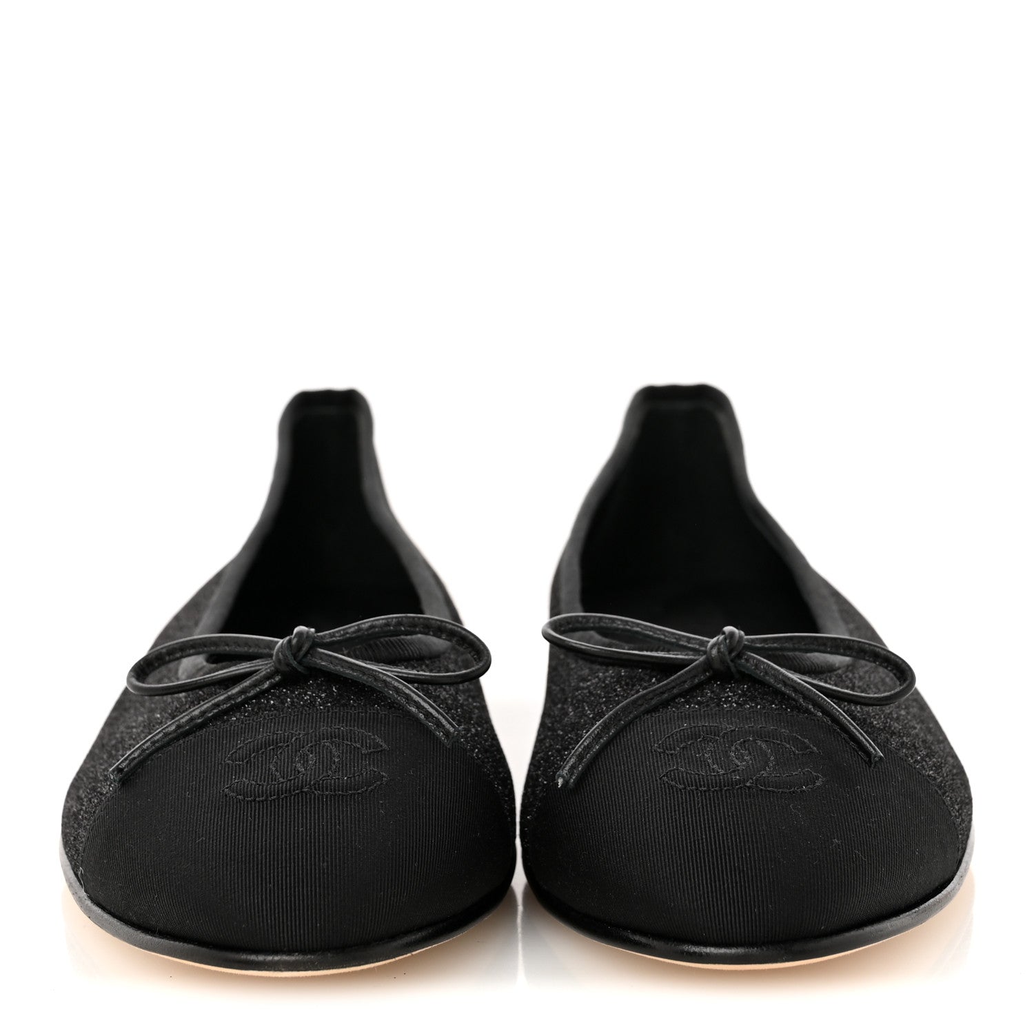 Chanel Glitter Grosgrain Cap Toe CC Ballerina Flats 40 Black 3 of 11