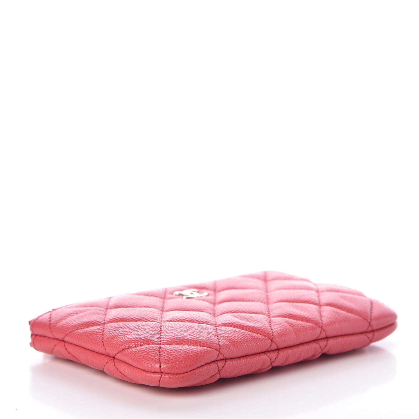 Caviar Quilted Small Cosmetic Case Dark Pink