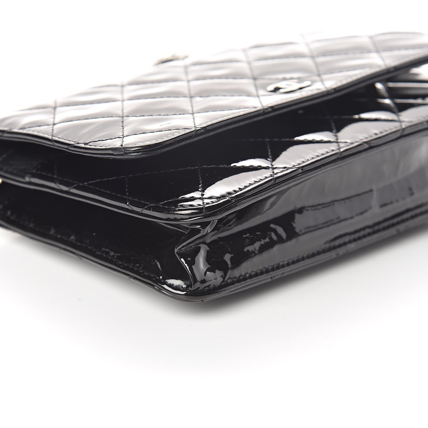 Chanel Patent Quilted Wallet On Chain WOC Black 9 of 10