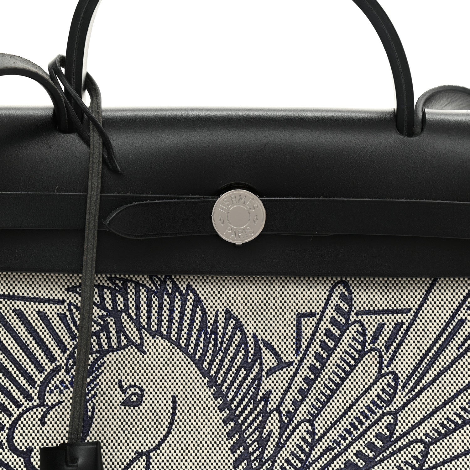 Hermes Vache Hunter Toile H Pegase Pop Herbag Zip Retourne 31 PM Bleu Indigo Ecru Black 9 of 9