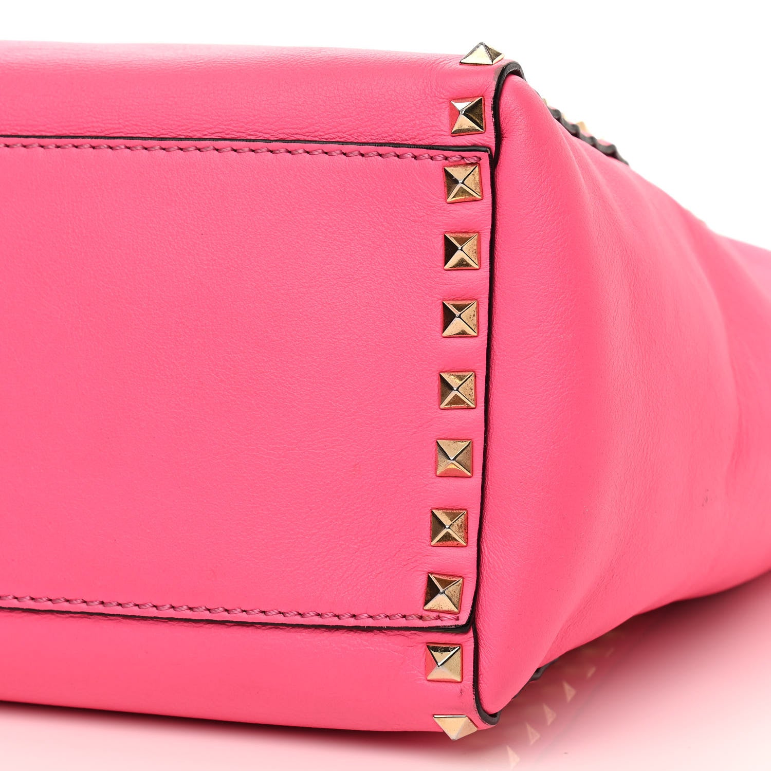 Valentino Garavani Vitello Rockstud Double Handle Tote Fuxia Fluo 12 of 14