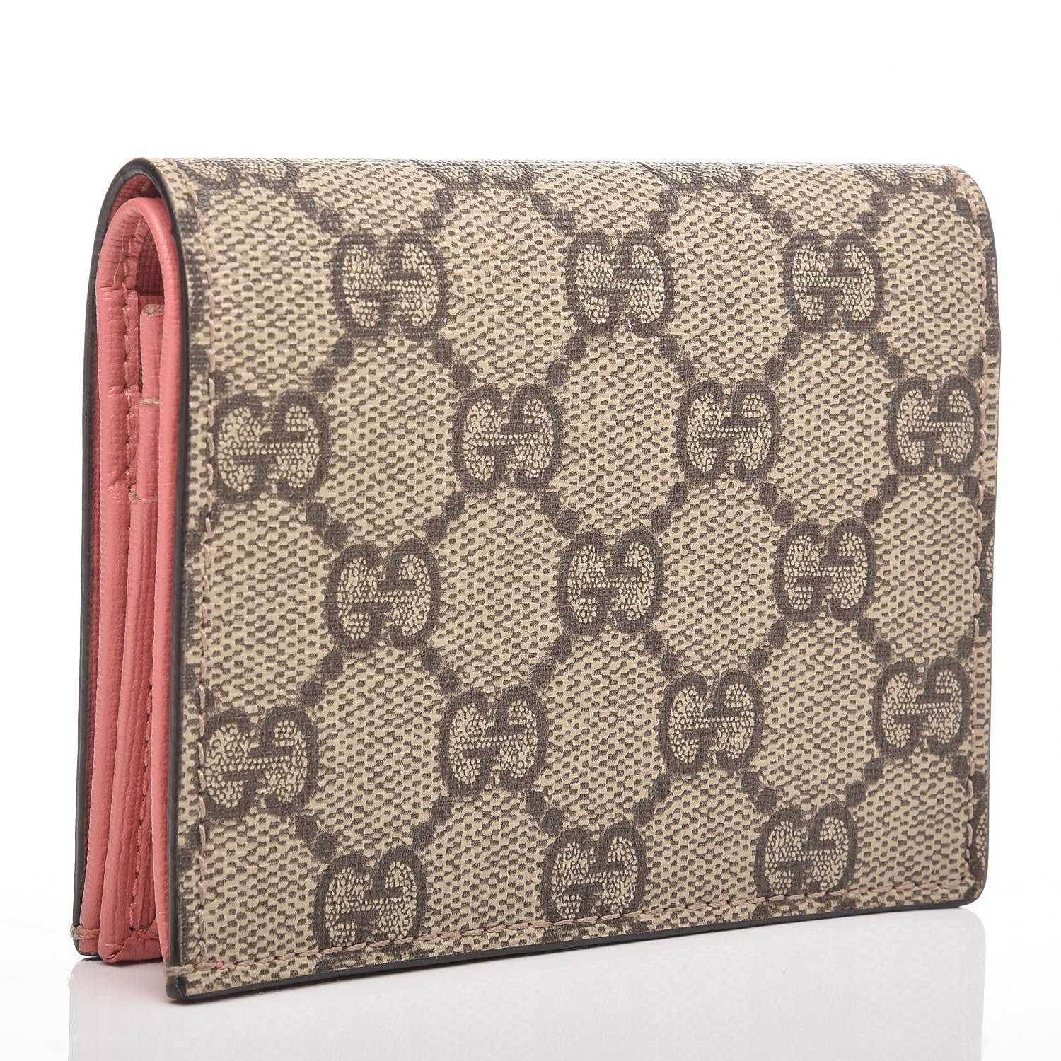Gucci GG Supreme Monogram Face Embroidered Card Case Wallet Pink 3 of 8