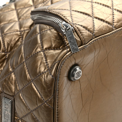 Chanel Metallic Calfskin Paris New York Duffel Bag Bronze 10 of 14
