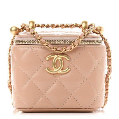 Chanel Calfskin Quilted Mini Perfect Fit Vanity Case With Chain Beige 1 of 9