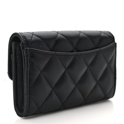 Chanel Lambskin Quilted Flap Card Holder Wallet Black 3 of 8